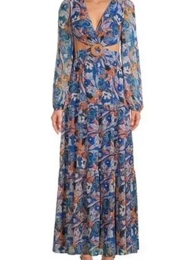 NWOT Gianni Bini Blue & Orange Floral Dress (Size 4)